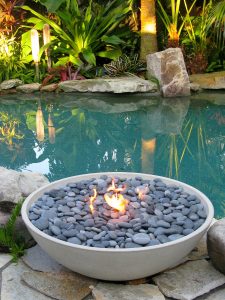 Miso Firebowl in a tropical backyard