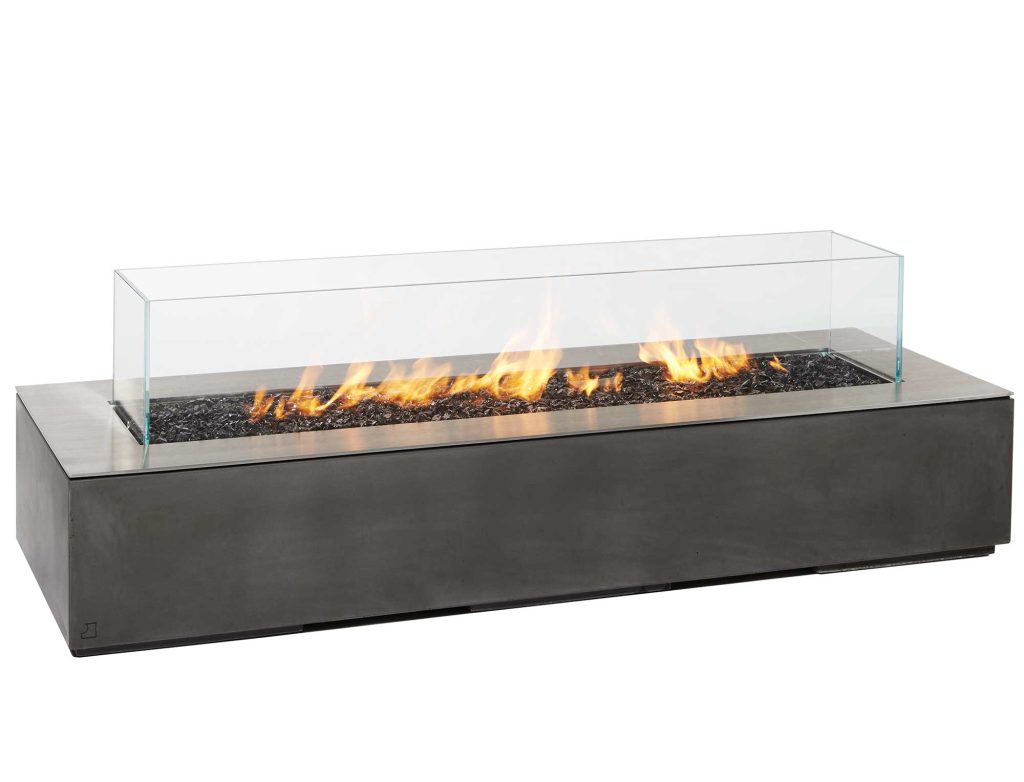 Robata 72 Concrete Fire Pit Glass Screen