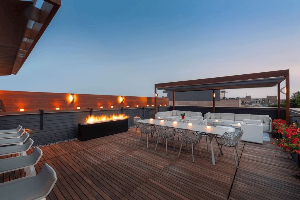 Place a fire alongside the dining table